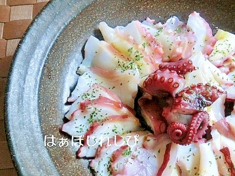 タコのカルパッチョ 簡単和風ソース レシピ 作り方 By はぁぽじ 楽天レシピ